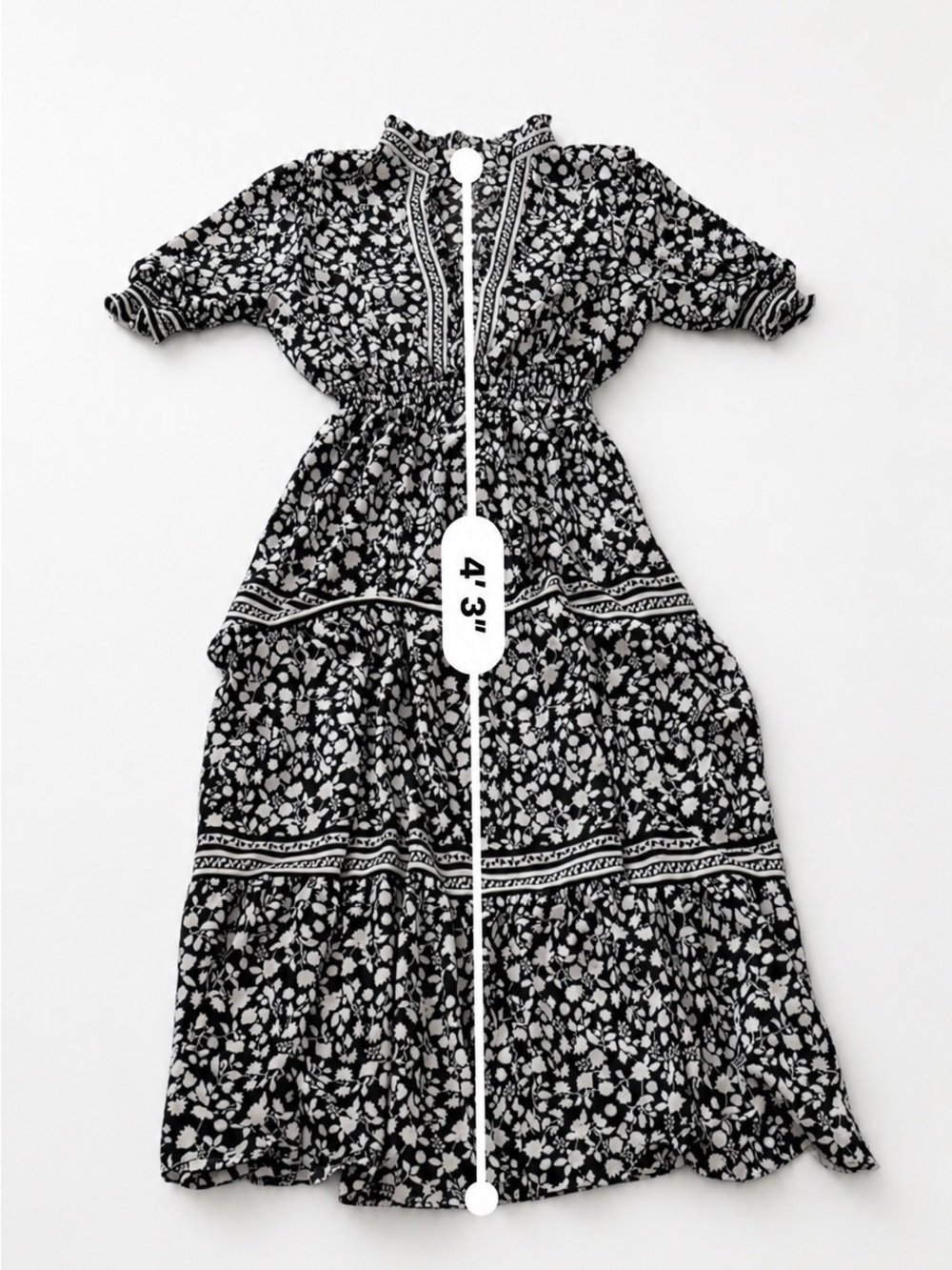 Max Studio Floral L Maxi Dress Black Prairie Cottage Fairy Whimsigoth S/S Empire - Picture 12 of 12